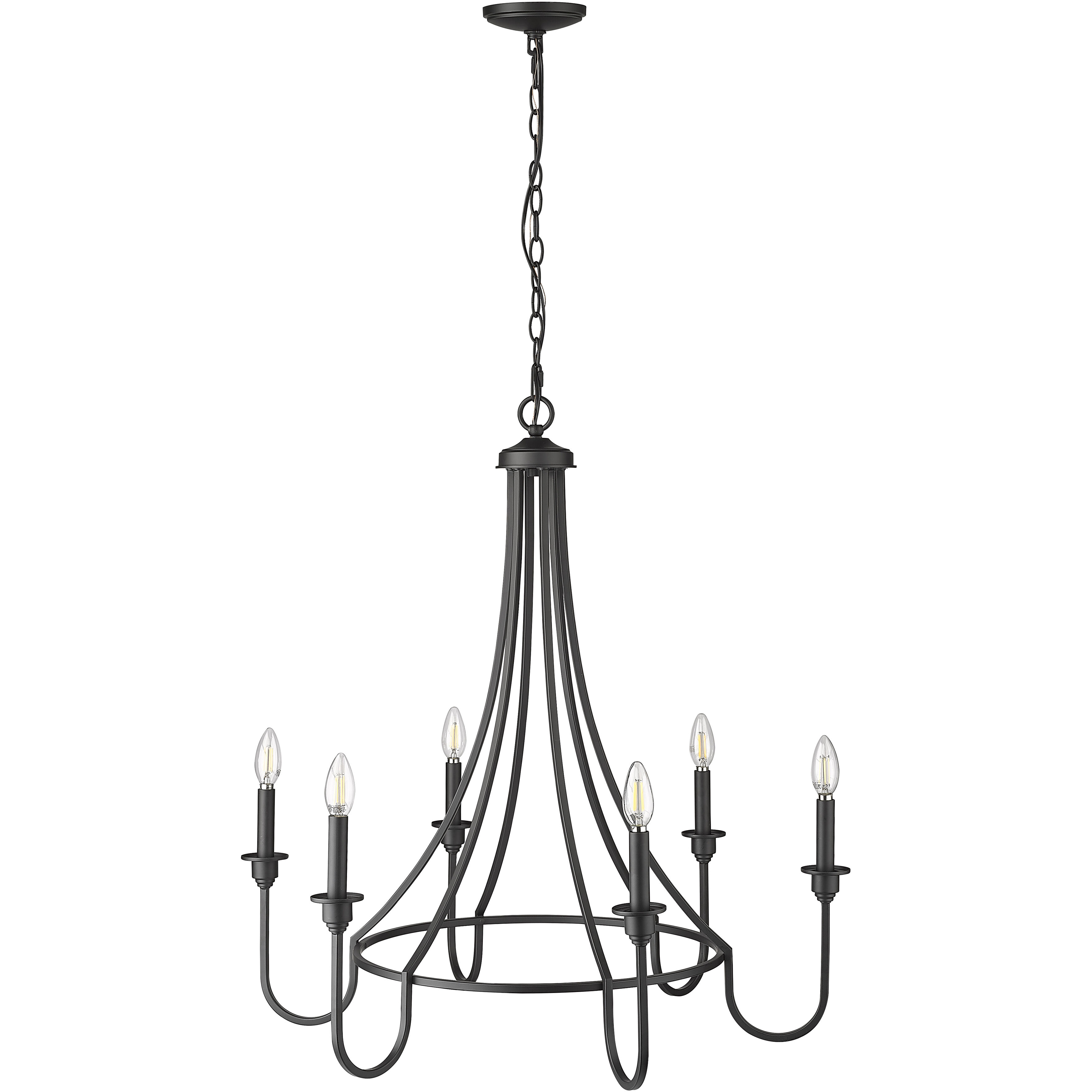 Artemis 6 Light 30.25 inch Matte Black Chandelier Ceiling Light